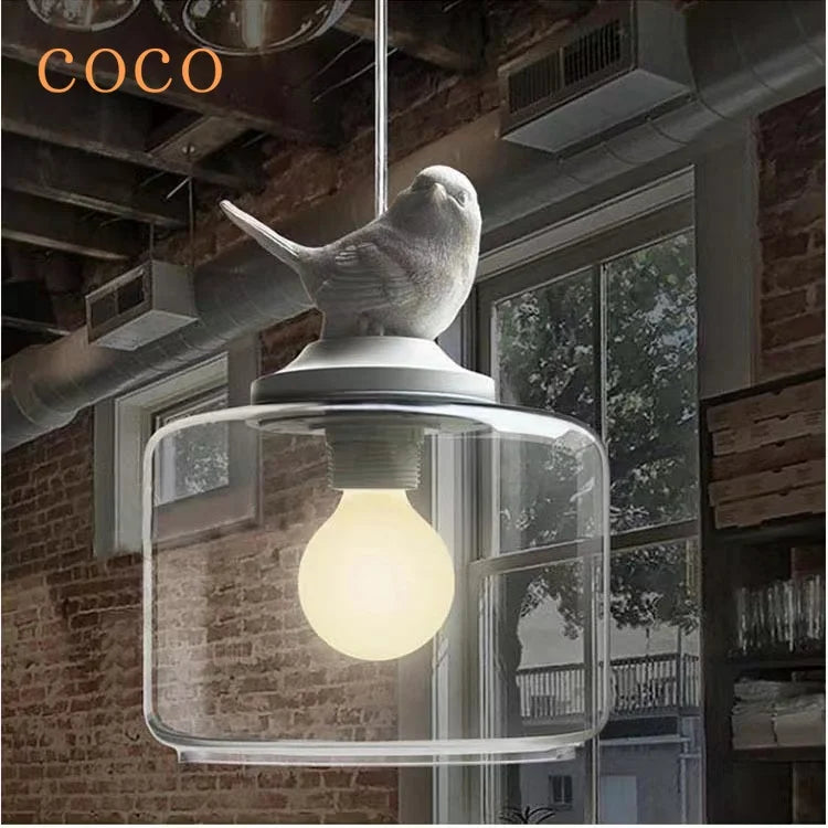 Suspension moderne créatif oiseau led en verre - vue 5 sur 8