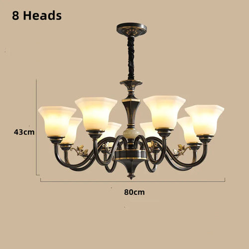 lustre vintage en cuivre avec abat-jour en verre dépoli - vue 15 sur 20