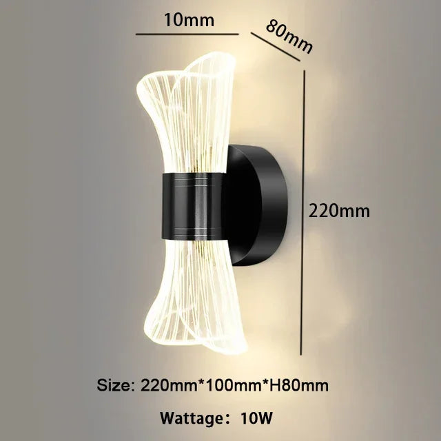 Moderne luxe créatif acrylique applique murale LED lumière or noir applique pour allée applique chambre chevet couloir décor à la maison - vue 8 sur 11