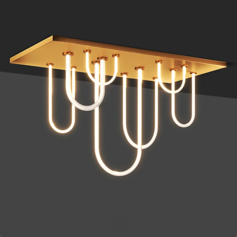 lustre led rectangulaire en acier inoxydable à intensité variable - vue 6 sur 11