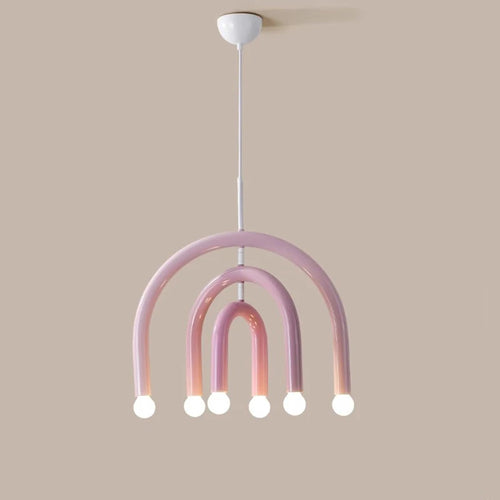 Creative Colorful Rainbow Pendant Lamps Iron E14 LED Bedroom Hanging Light Art Design Girl Kids Room Chandelier Lighting Indoor - vue 6 sur 8