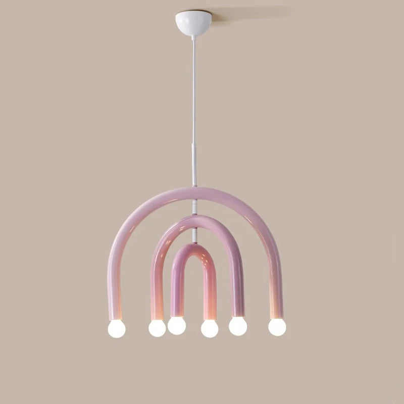 Creative Colorful Rainbow Pendant Lamps Iron E14 LED Bedroom Hanging Light Art Design Girl Kids Room Chandelier Lighting Indoor - vue 5 sur 8