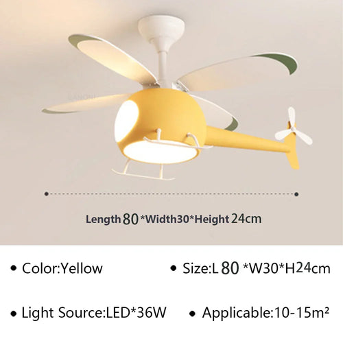 plafonnier hélicoptère ventilateur led pour chambre enfant - vue 11 sur 12