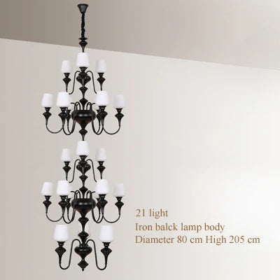 lustre à led en cuivre noir pour décoration d'hôtel élégant - vue 10 sur 22