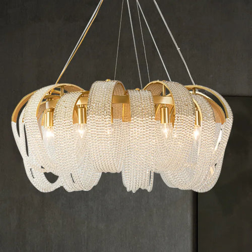Lustre en cristal à pampilles de luxe américain post-moderne - vue 2 sur 10
