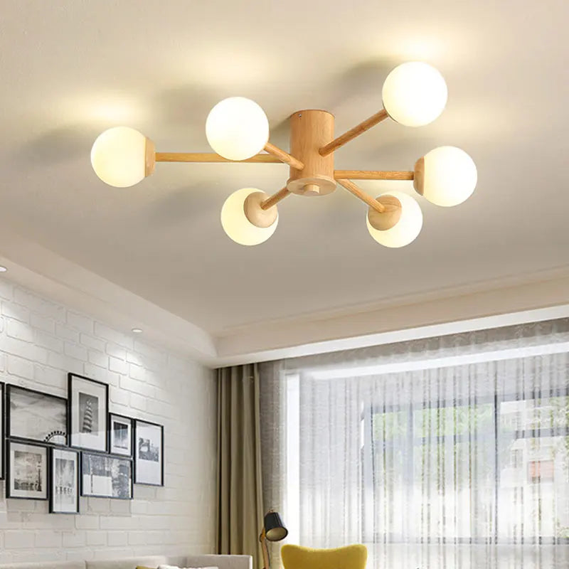 lustre nordique en bois pour décoration intérieure moderne - vue 2 sur 11