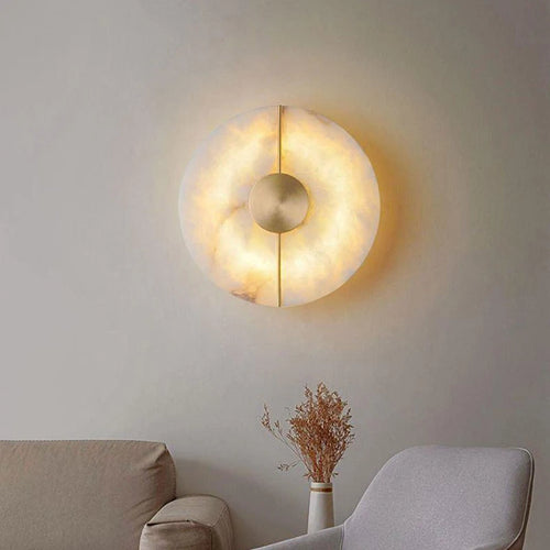 applique murale led design nordique moderne en marbre et cuivre doré - vue 4 sur 10