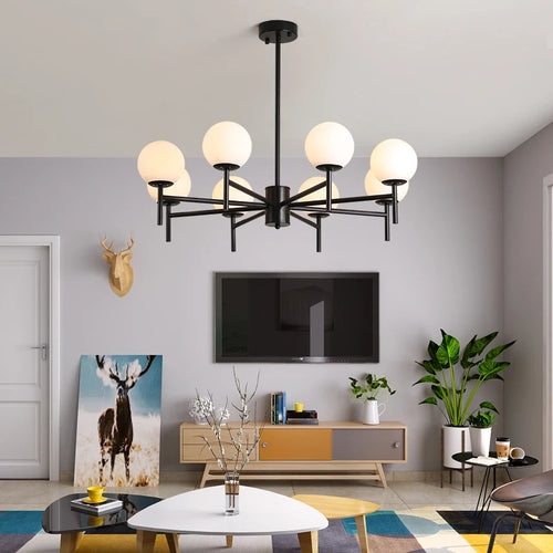 lustre led moderne médiéval avec boule de verre haricot magique - vue 6 sur 14