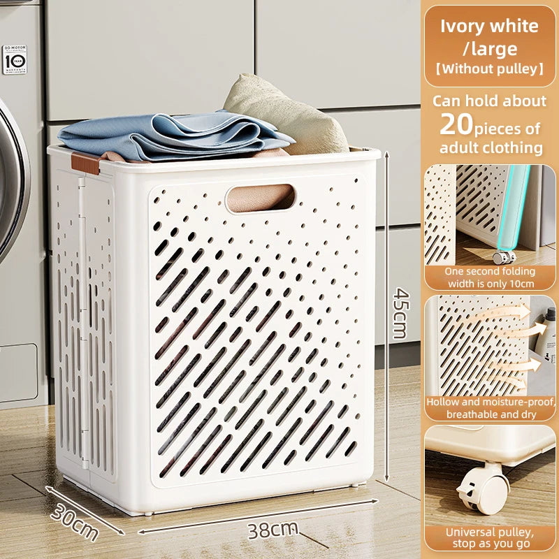 panier à linge pliable avec roulettes grande capacité multifonctionnel - vue 8 sur 14