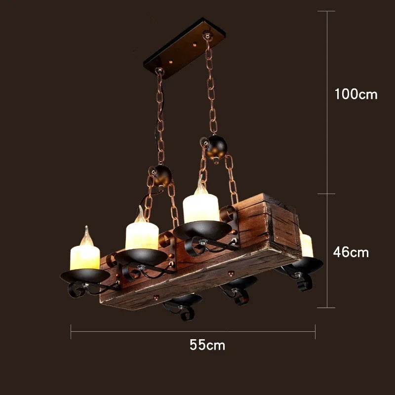 Lustre LED rétro industriels antiques LOFT Bar Vintage Art bois E27 - vue 22 sur 24