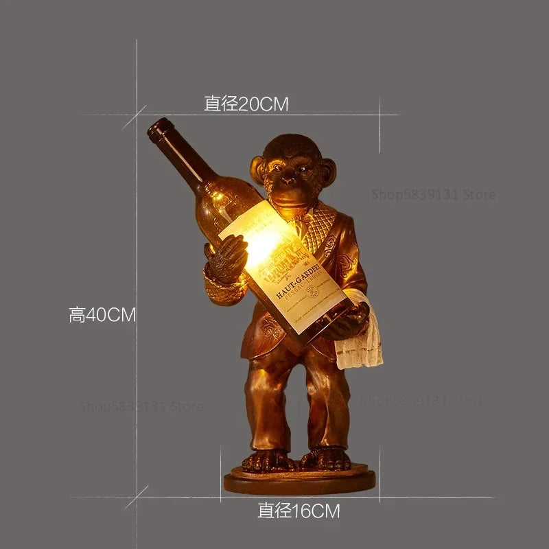 lampe de singe rétro en résine pour décoration vintage