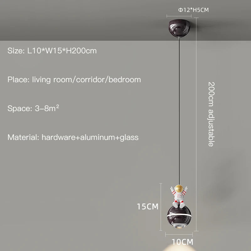lustre moderne led design astronaute petites suspension - vue 8 sur 18