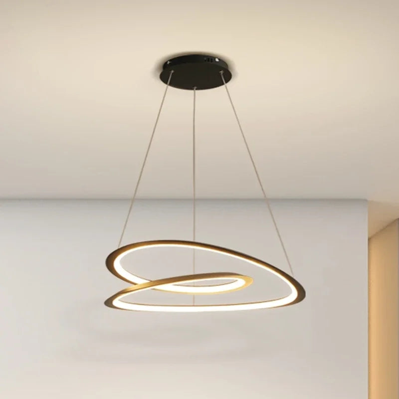 suspension moderne à led avec anneau doré pour décoration intérieure - vue 1 sur 12