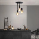 Plafonnier 5 lampes Vintage noir industriel