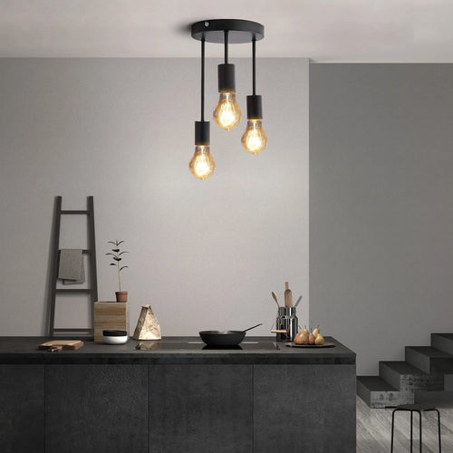 Plafonnier 5 lampes Vintage noir industriel - vue 4 sur 8