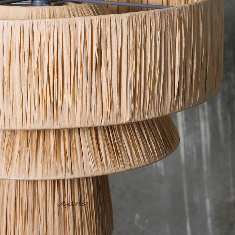 lustre en rotin style japonais fait à la main créatif - vue 4 sur 17