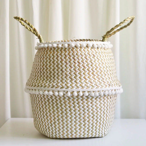 panier pliable en paille d'algues pour rangement et décoration intérieure - vue 7 sur 7