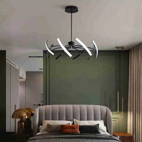Black Chandelier Iron Dimmable Lamp Design, Suitable For Bedrooms, Living Rooms, Dining Rooms, Kitchens, Adjustable Chandeliers - vue 4 sur 14