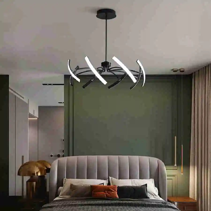 Black Chandelier Iron Dimmable Lamp Design, Suitable For Bedrooms, Living Rooms, Dining Rooms, Kitchens, Adjustable Chandeliers - vue 3 sur 14