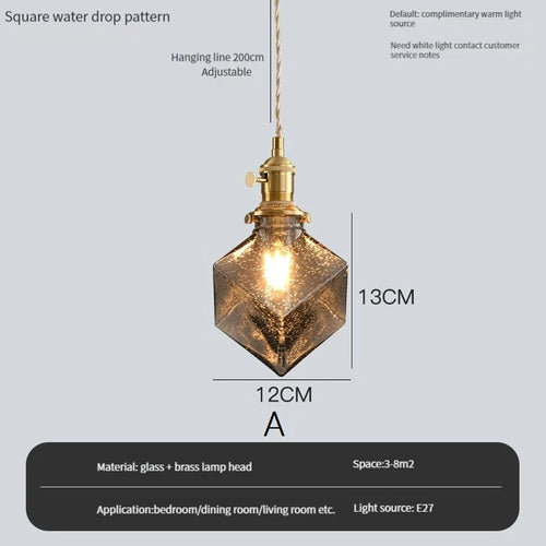 suspension vintage avec interrupteur et abat-jour en verre cristal - vue 22 sur 22