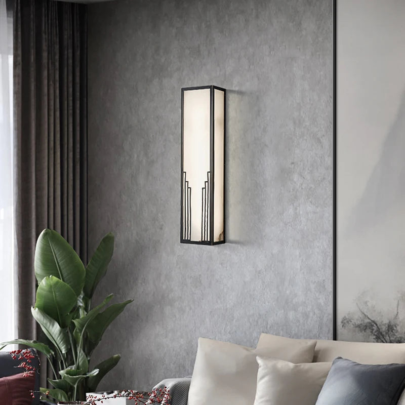 applique murale en marbre et cuivre style chinois pour décoration hôtel - vue 3 sur 7