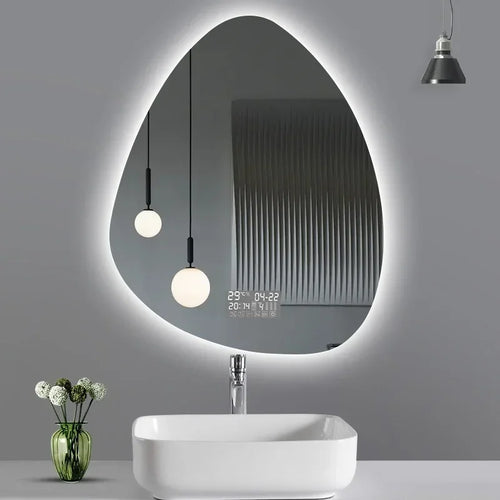 miroir vertical irrégulier avec lumière led et haut-parleur bluetooth - vue 3 sur 15