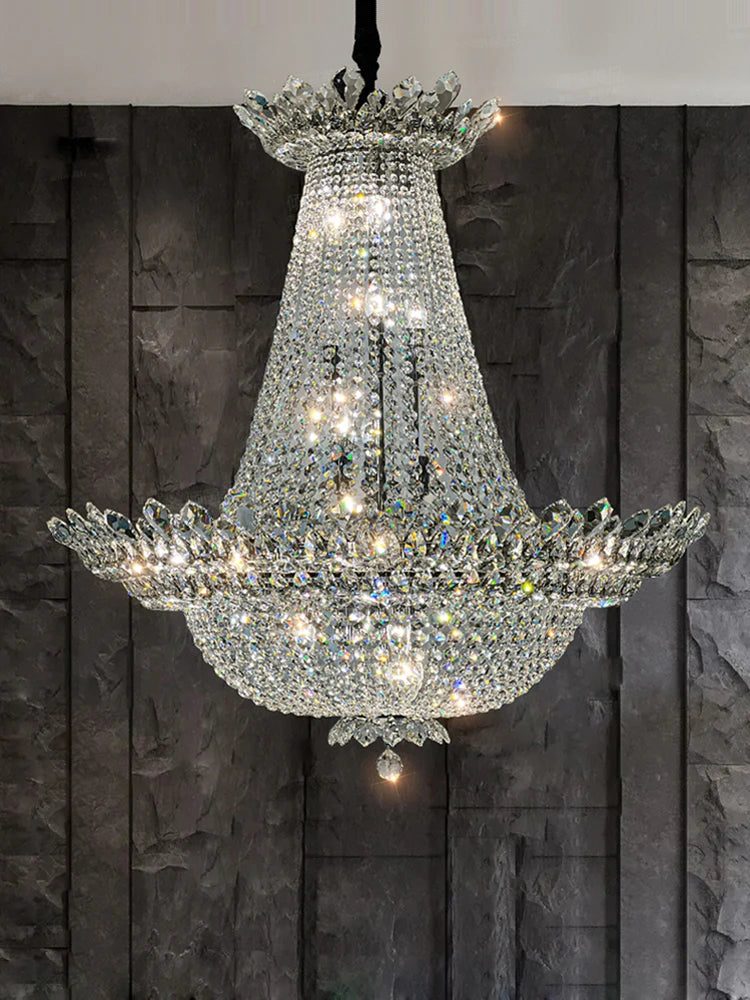 lustre led k9 cristal à intensité variable design moderne 2024 - vue 10 sur 16