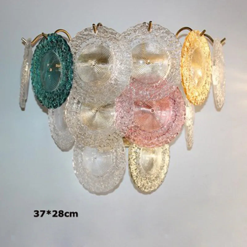 lustre postmoderne en fer et verre coloré à led - vue 3 sur 6