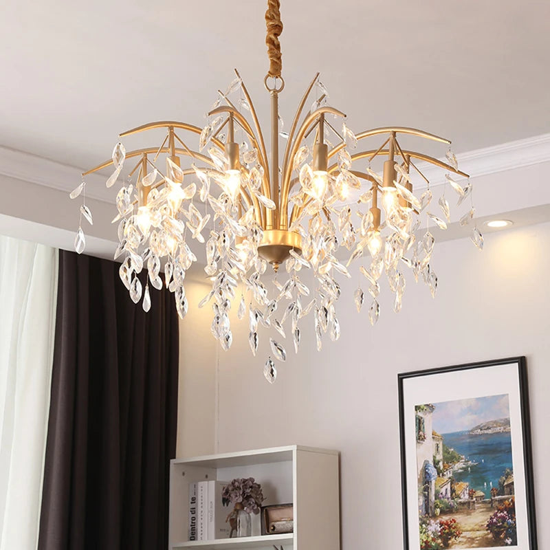 lustre nordique led en cristal de luxe décoration - vue 2 sur 14