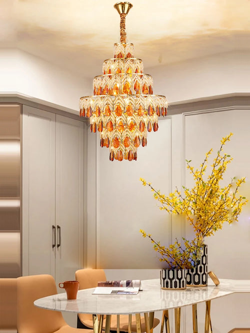 lustre dimmable en cristal design pour intérieur moderne - vue 7 sur 13