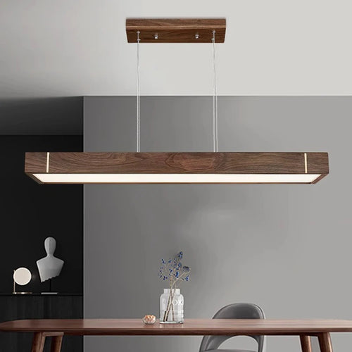 Lustre led modernes design bois foncé pour décoration intérieure - vue 2 sur 12