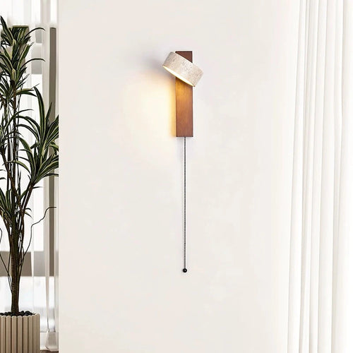 Applique murale bois noyer LED/interrupteur rotatif - vue 6 sur 9