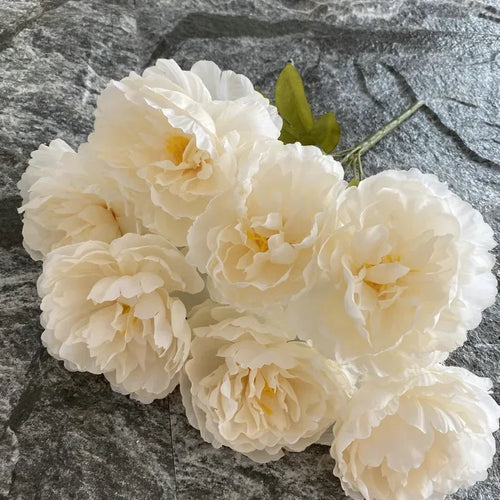 bouquet de sept pivoines en soie pour décoration intérieure et mariage - vue 13 sur 12