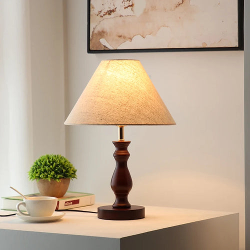lampe à poser médiévale en bois massif style rétro créatif et chaleureux