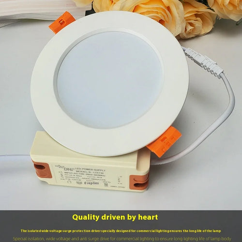 220V round embedded LED downlight, bedroom, indoor living room ceiling lighting, home decoration 3W/5W/7W/12W/15W/18W/24W - vue 4 sur 6