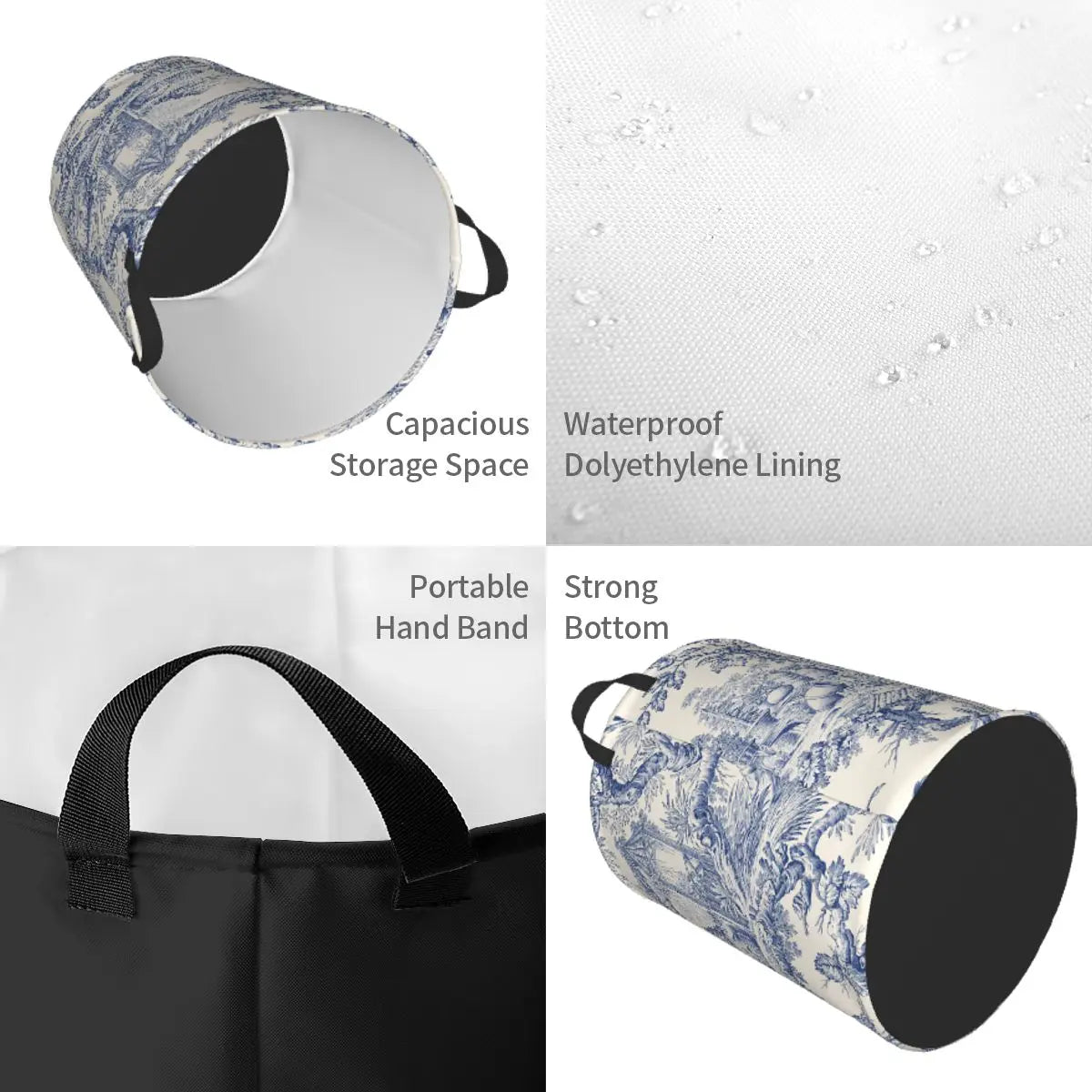 panier à linge pliable personnalisé classique en toile de jouy pour jouets - vue 10 sur 29