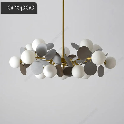 lustre moderne en verre design raisin doré luminaires suspendus - vue 2 sur 18