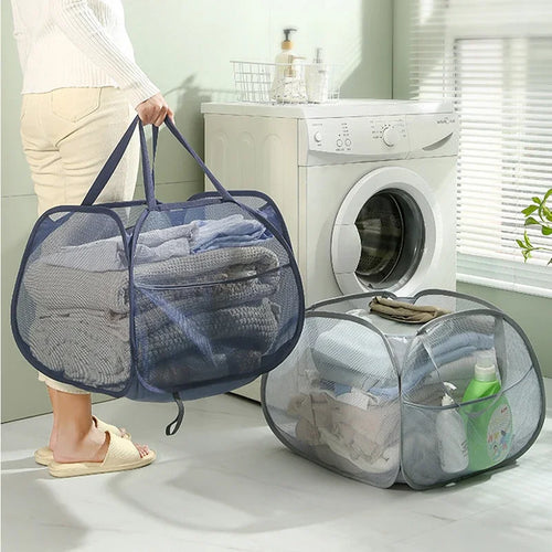 panier à linge pliable avec poignées renforcées pour le transport - vue 4 sur 11