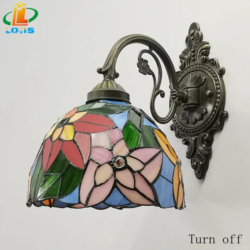 applique murale tiffany marguerite décoration classique en alliage antique - vue 5 sur 5