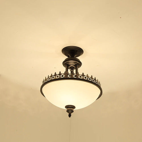 lustre led style campagnard américain en fer forgé et verre - vue 4 sur 6