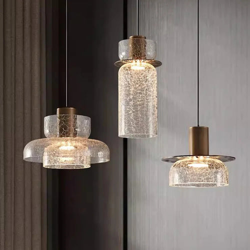 suspension led rétro en verre pour éclairage moderne et ambiance élégante - vue 2 sur 12