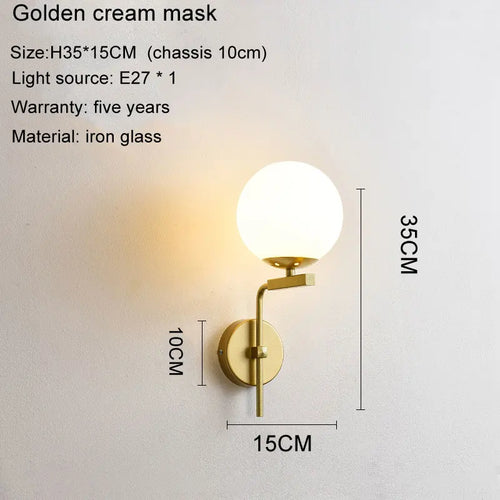 applique murale led moderne en forme de boule de verre pour décoration intérieure - vue 9 sur 10