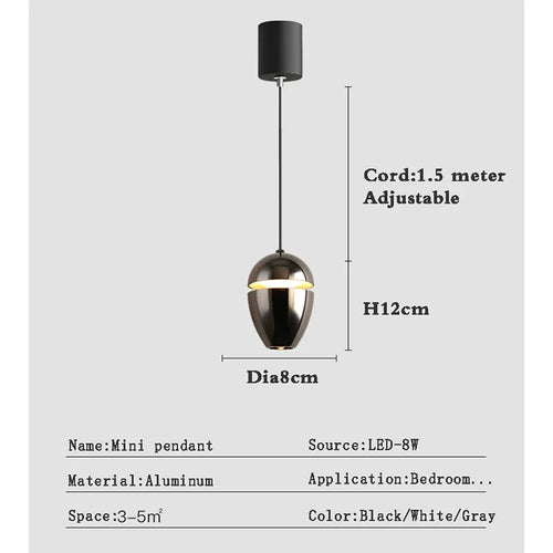 Lamp Nordic Minimalist Modern Bedside Pendant Light Fixtures , Single-Light Ceiling Light Fixture For Bedroom, Kitchen, Entryway - vue 7 sur 11