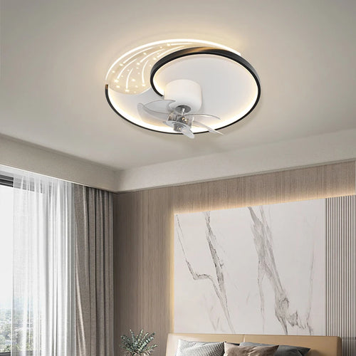 plafonnier moderne avec ventilateur et éclairage intelligent mobile - vue 6 sur 8