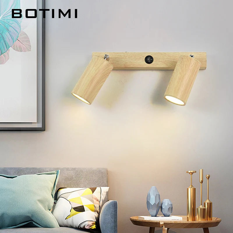 botimi applique murale fer interrupteur bouton-poussoir imitation bois nordique - vue 4 sur 13