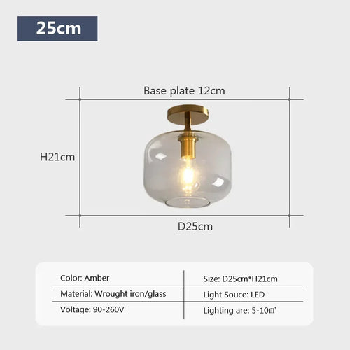 Plafonnier LED en verre au design minimaliste moderne - vue 9 sur 11