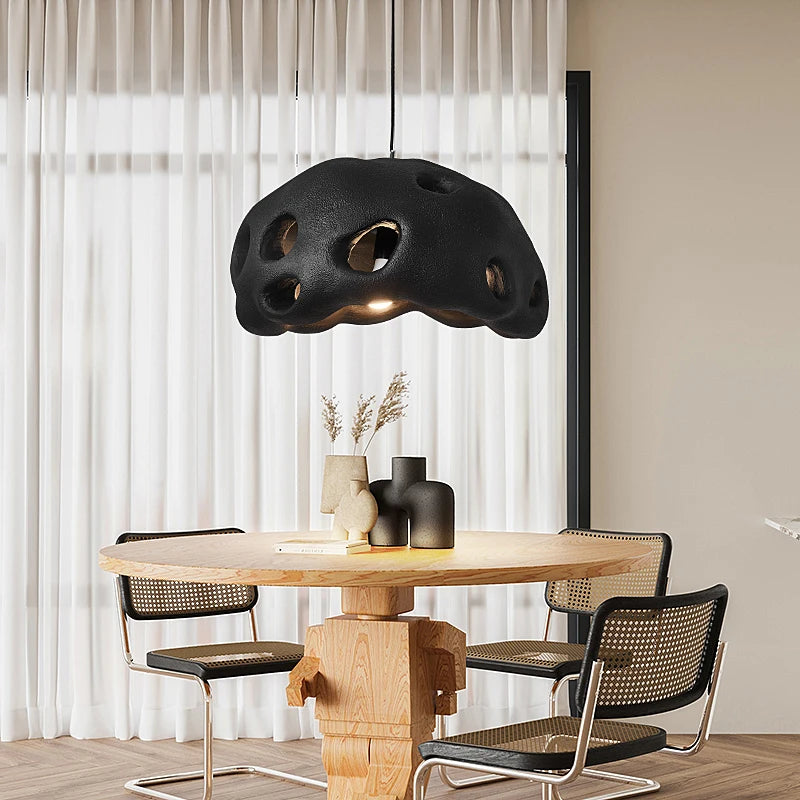 lustre design wabi sabi led suspension nordique irrégulière - vue 4 sur 20