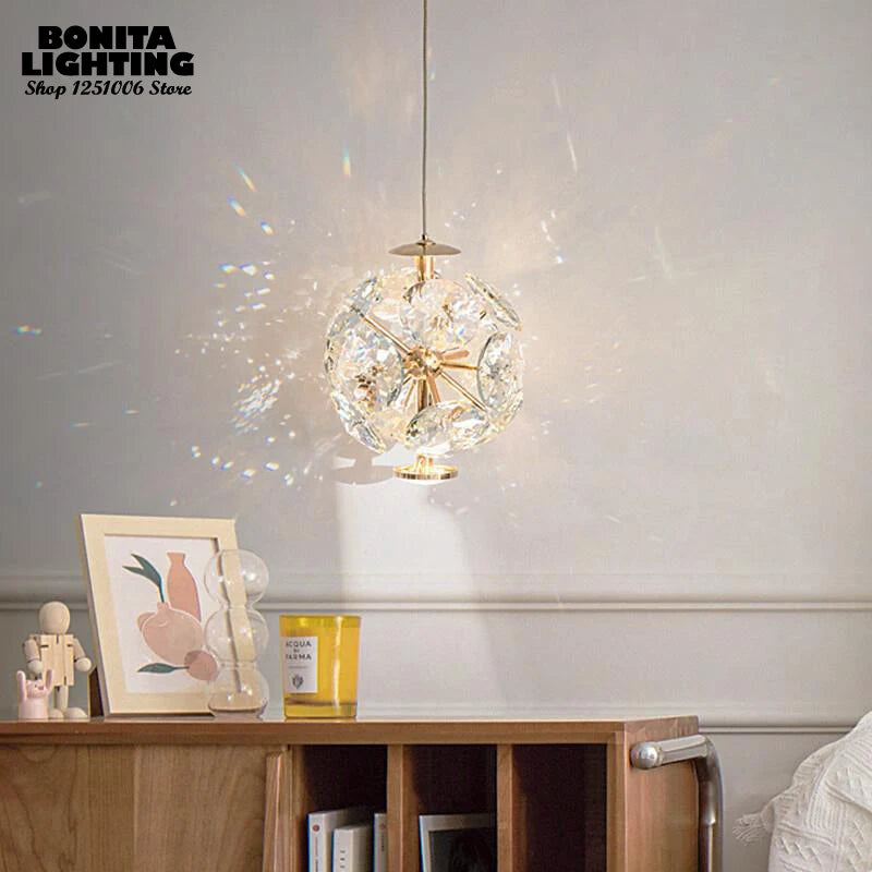 suspension moderne de luxe avec design en diamant lumineux - vue 6 sur 9