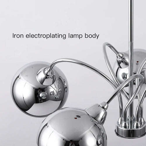 lustre nordique en chrome avec lampes à globe décoratives - vue 6 sur 14