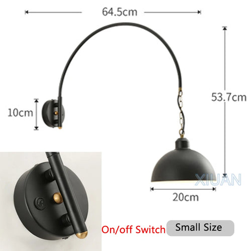Long Pole Wall Lamps Industrial Vintage Living Room Wall Light Long Swing Arm Restaurant Dining Table Wall Mount Lights Black - vue 13 sur 14